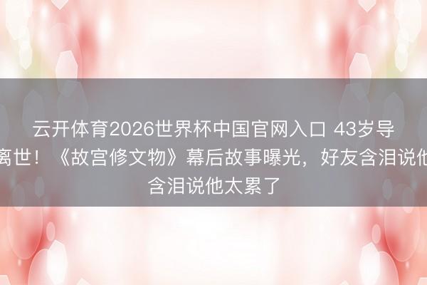云开体育2026世界杯中国官网入口 43岁导演叶君离世！《故宫修文物》幕后故事曝光，好友含泪说他太累了