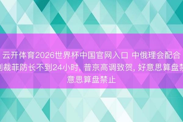 云开体育2026世界杯中国官网入口 中俄理会配合? 制裁菲防长不到24小时， 普京高调致贺， 好意思算盘禁止